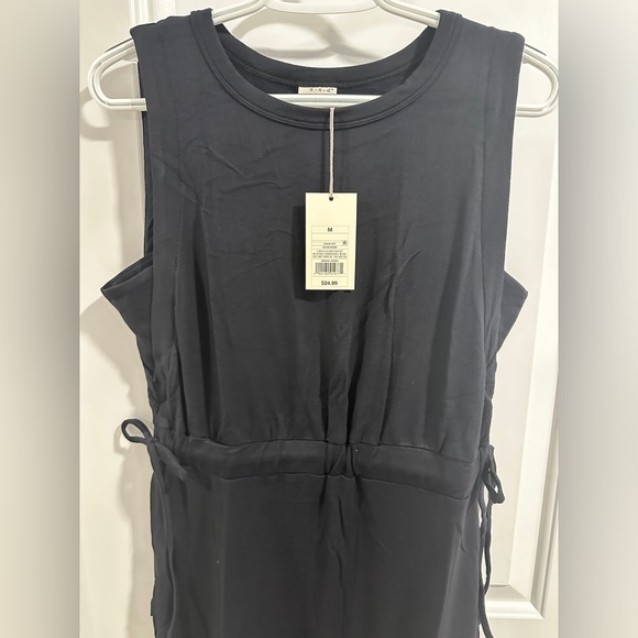 NWT A New Day Sleeveless Black Ruched Tie Waist Dress. - Picture 2 of 7